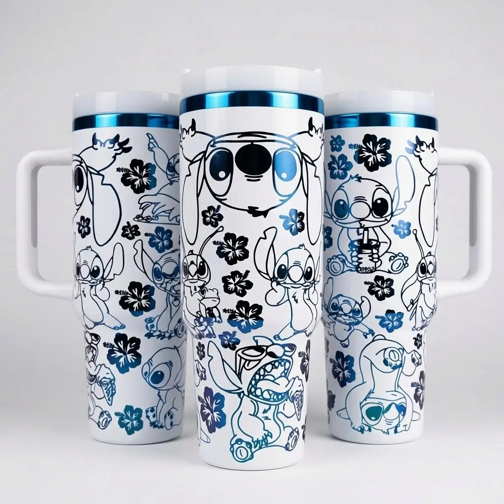Blue Stitch Chaos 40oz Tumbler Faith Forged Designs
