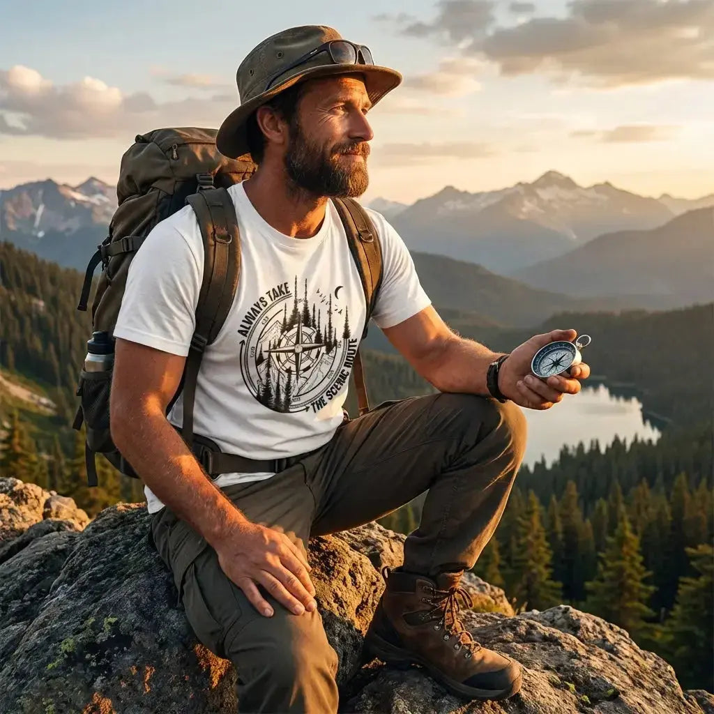 Always Take the Scenic Route Compass T-Shirt - Faith Forged Designs