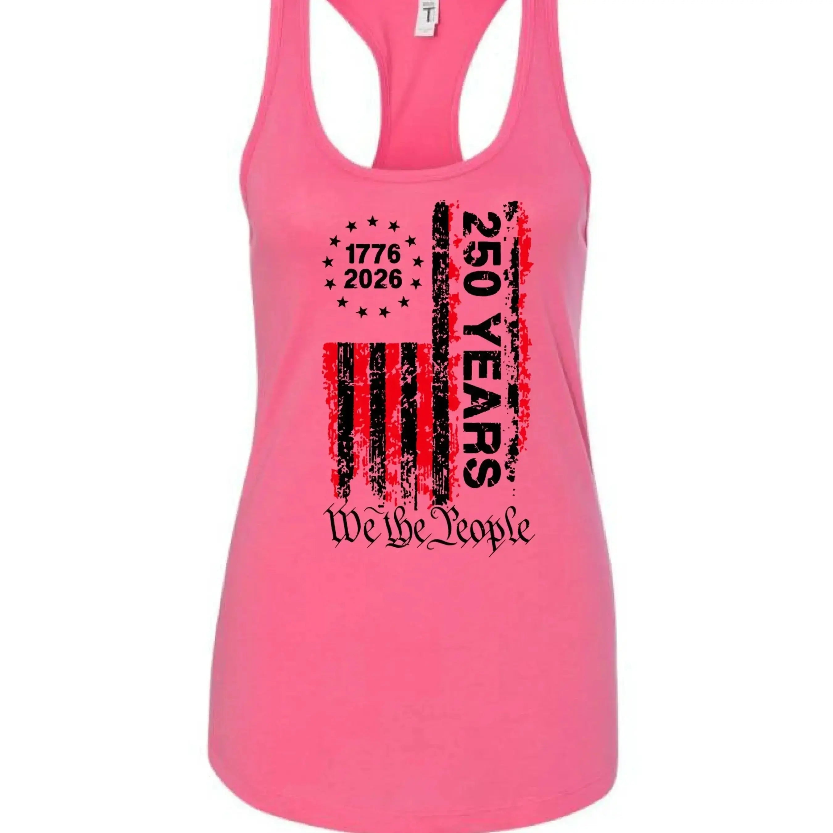 America 250 Years - 1776-2026 "We the People" Patriotic Racerback Tank Top - Faith Forged Designs