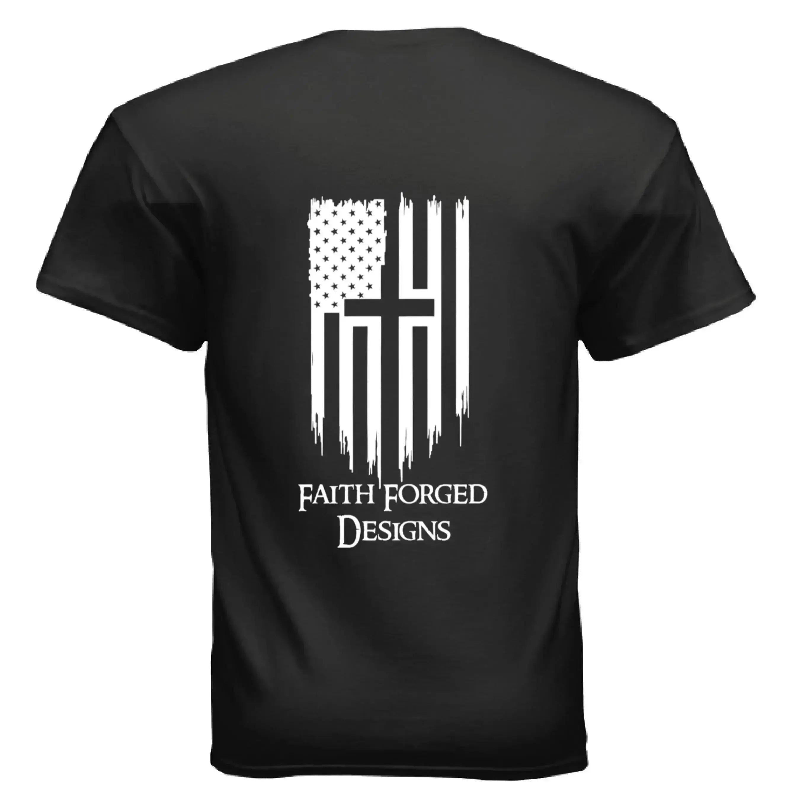 Faith Forged Designs - Patriotic Cross American Flag T-Shirt - Faith Forged Designs