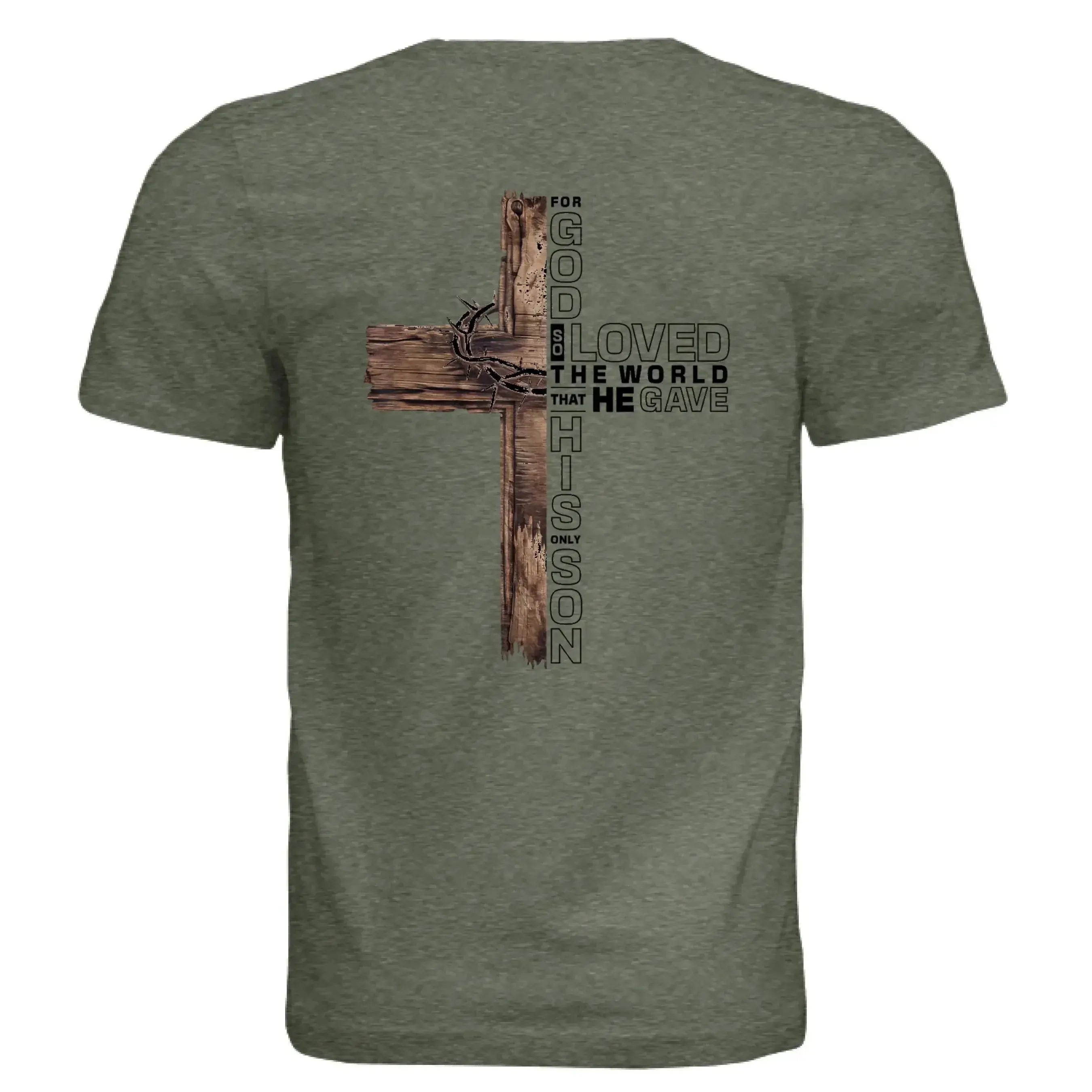 Rustic Wooden Cross John 3:16 T-Shirt - "For God So Loved the World That He Gave His Only Son" Christian Graphic Tee - Faith Forged Designs