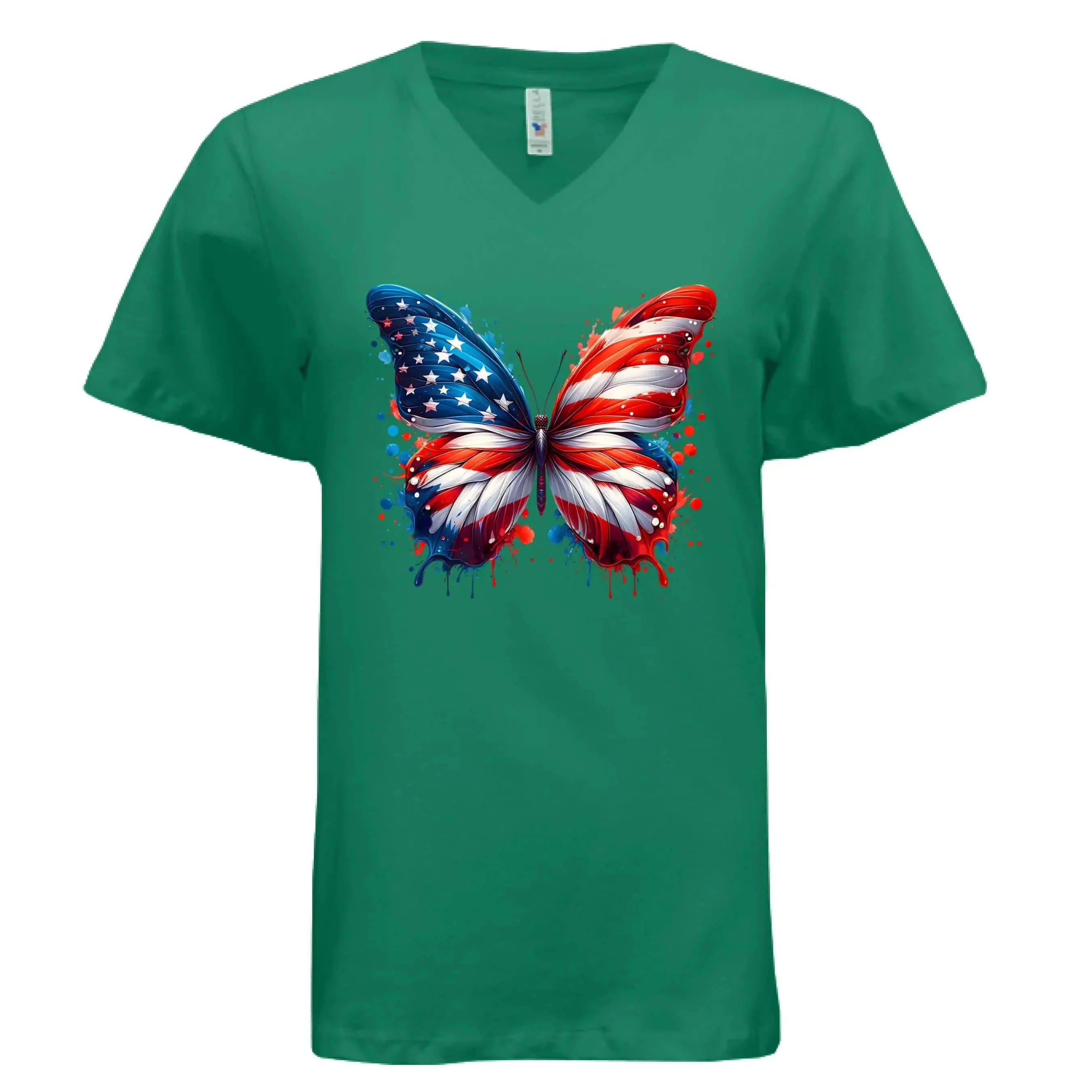 Patriotic American Flag Butterfly T-Shirt - Faith Forged Designs