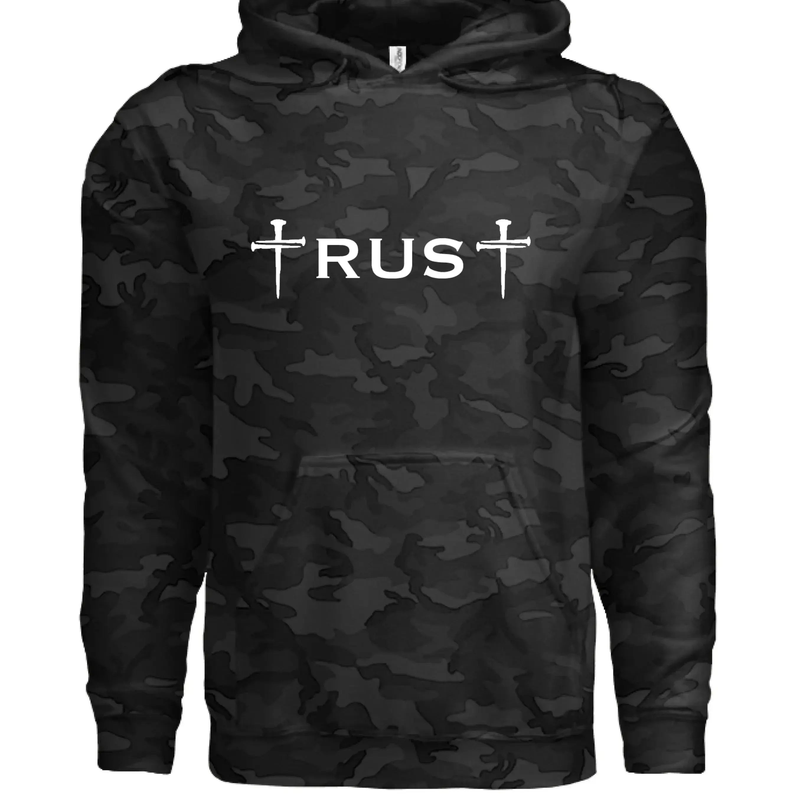 Trust God 3 Nail Cross Hoodie - Faith Forged Designs