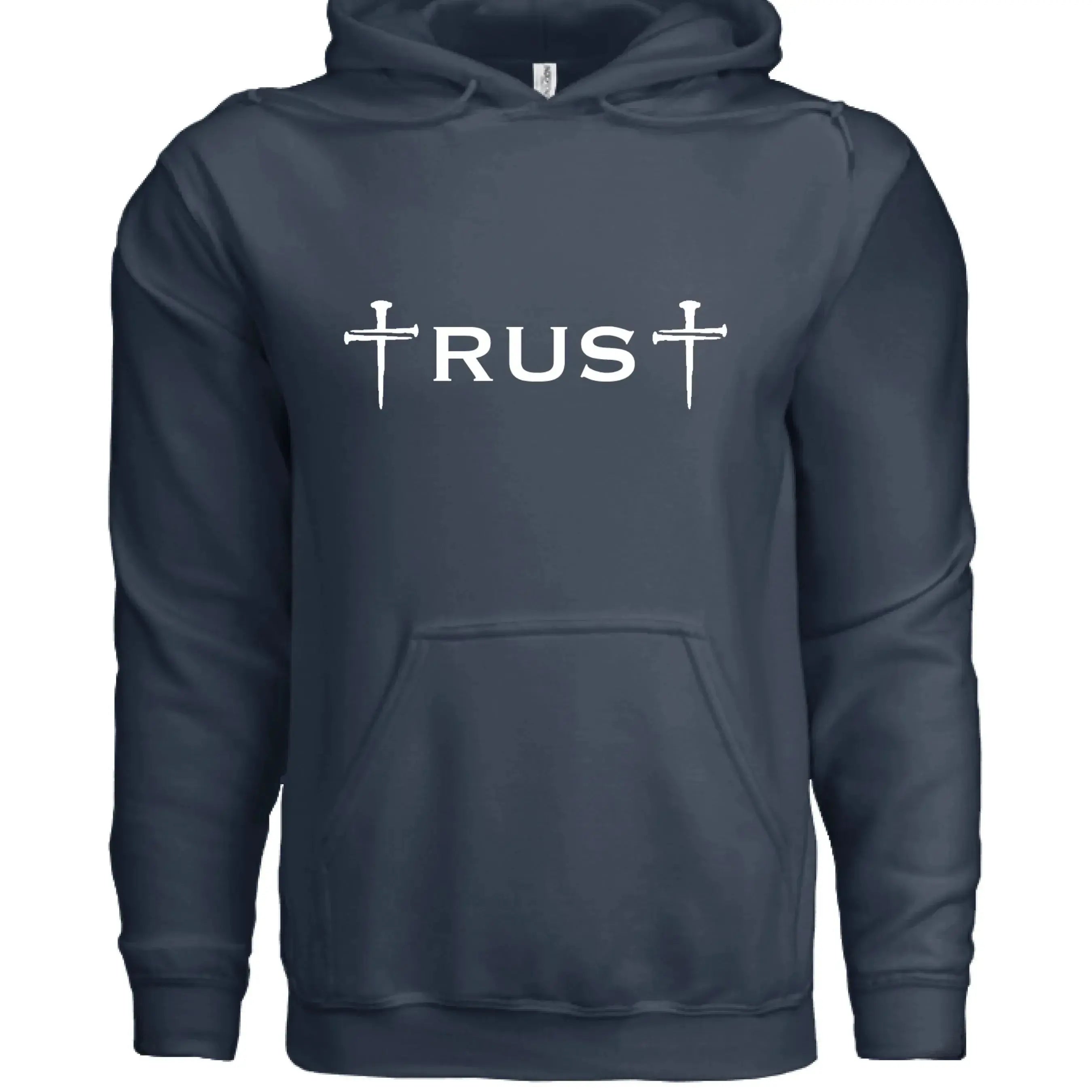 Trust God 3 Nail Cross Hoodie - Faith Forged Designs