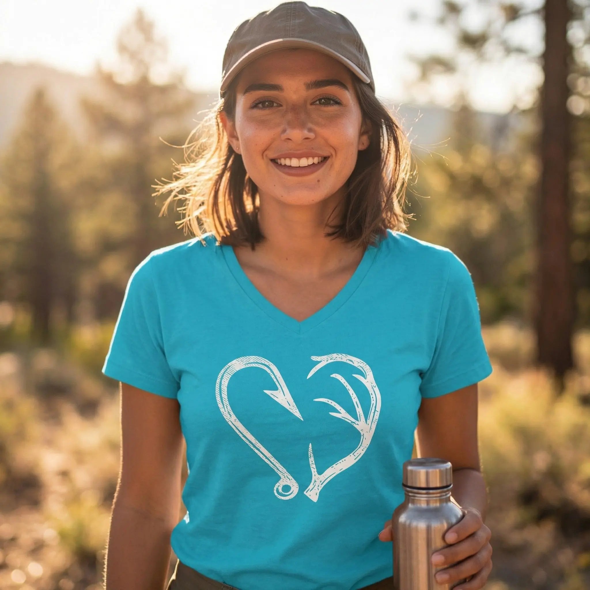 Antler Heart V-Neck T-Shirt Faith Forged Designs