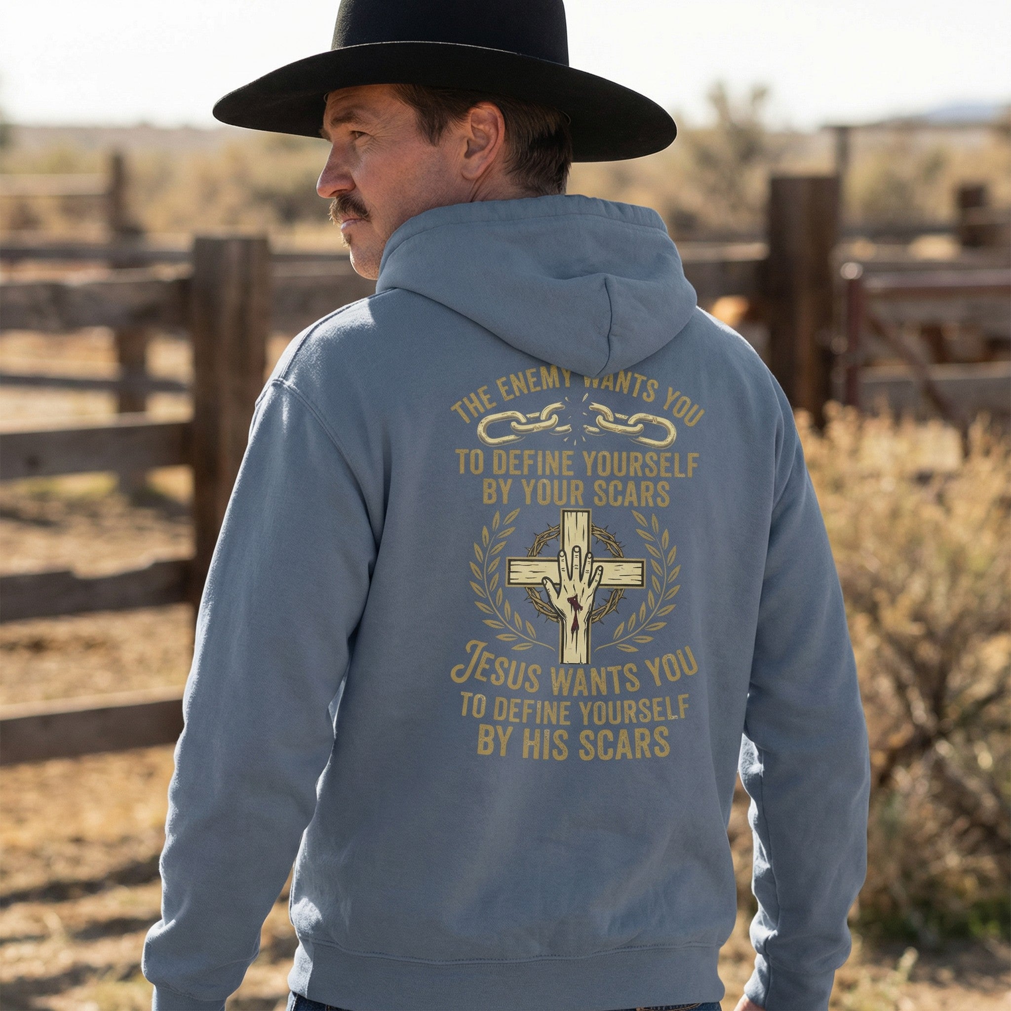Defined by His Scars Christian Hoodie - Faith Forged Designs