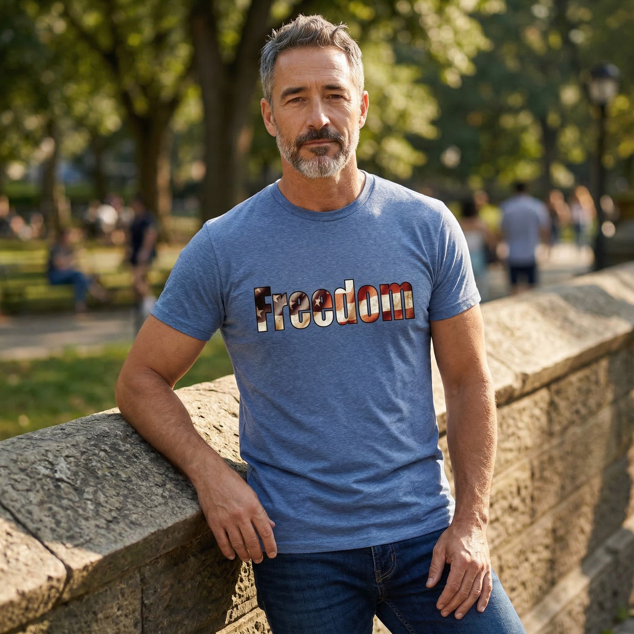 Patriotic Freedom T-Shirt - Distressed American Flag Design - Faith Forged Designs