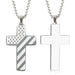 Stainless Steel Christian Cross Pendant with USA Flag Design - Faith Forged Designs