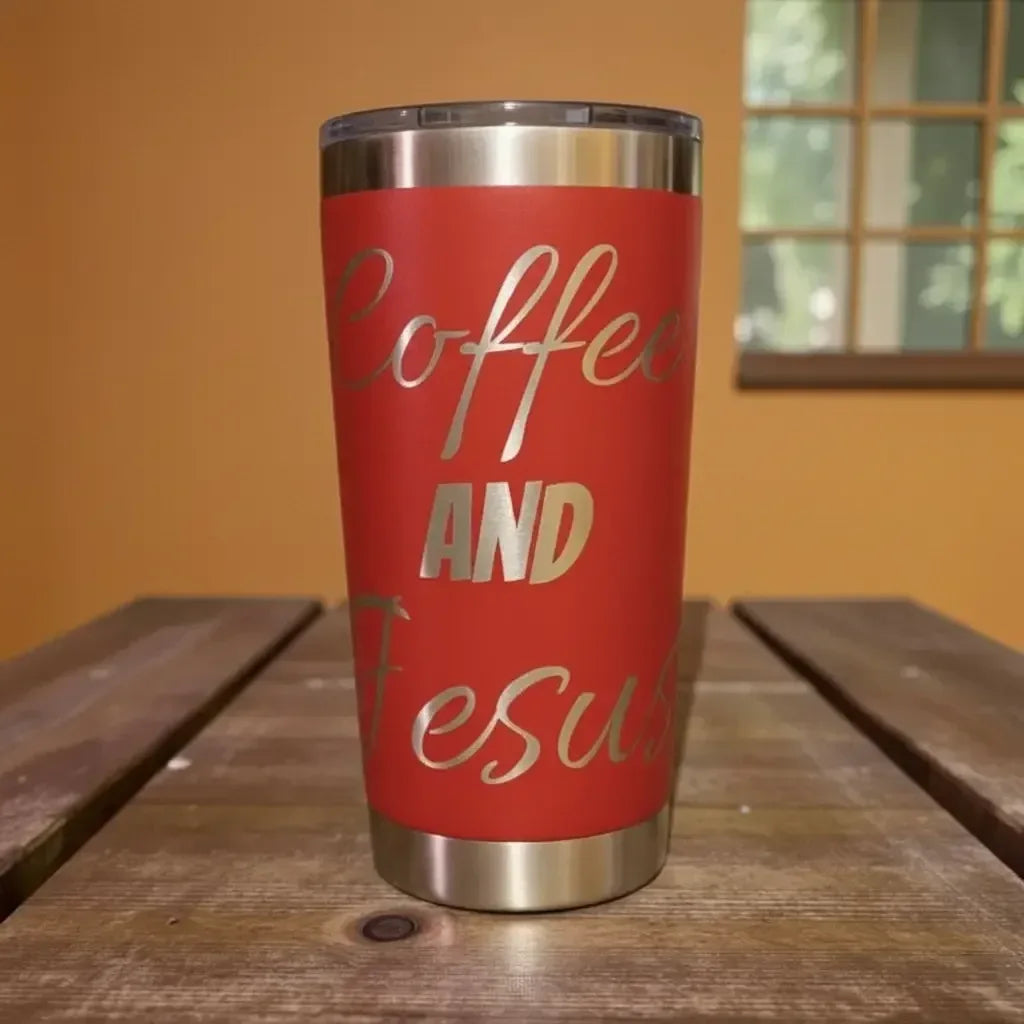 Coffee and Jesus Tumbler 20oz – Faith-Fueled Sips ☕✝️ - Faith Forged Designs