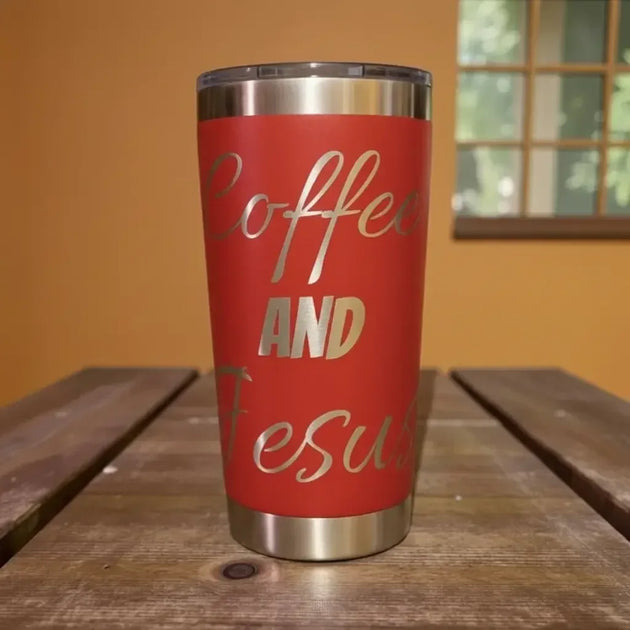 Coffee and Jesus Tumbler 20oz – Faith-Fueled Sips ☕✝️ - Faith Forged Designs