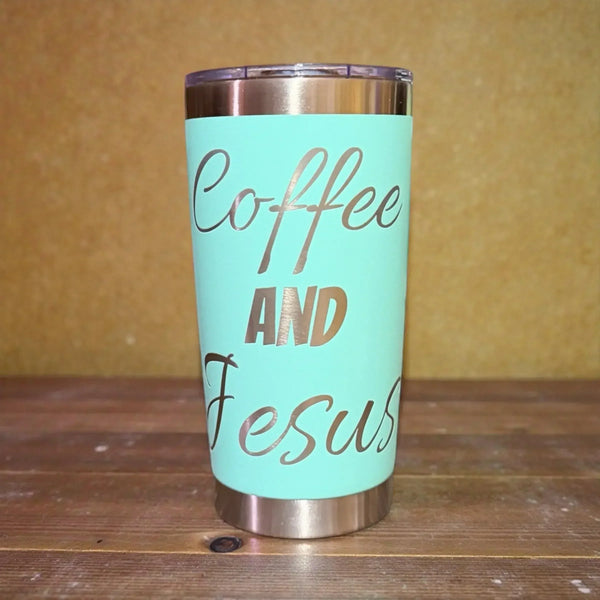 Coffee and Jesus Tumbler 20oz – Faith-Fueled Sips ☕✝️ - Faith Forged Designs