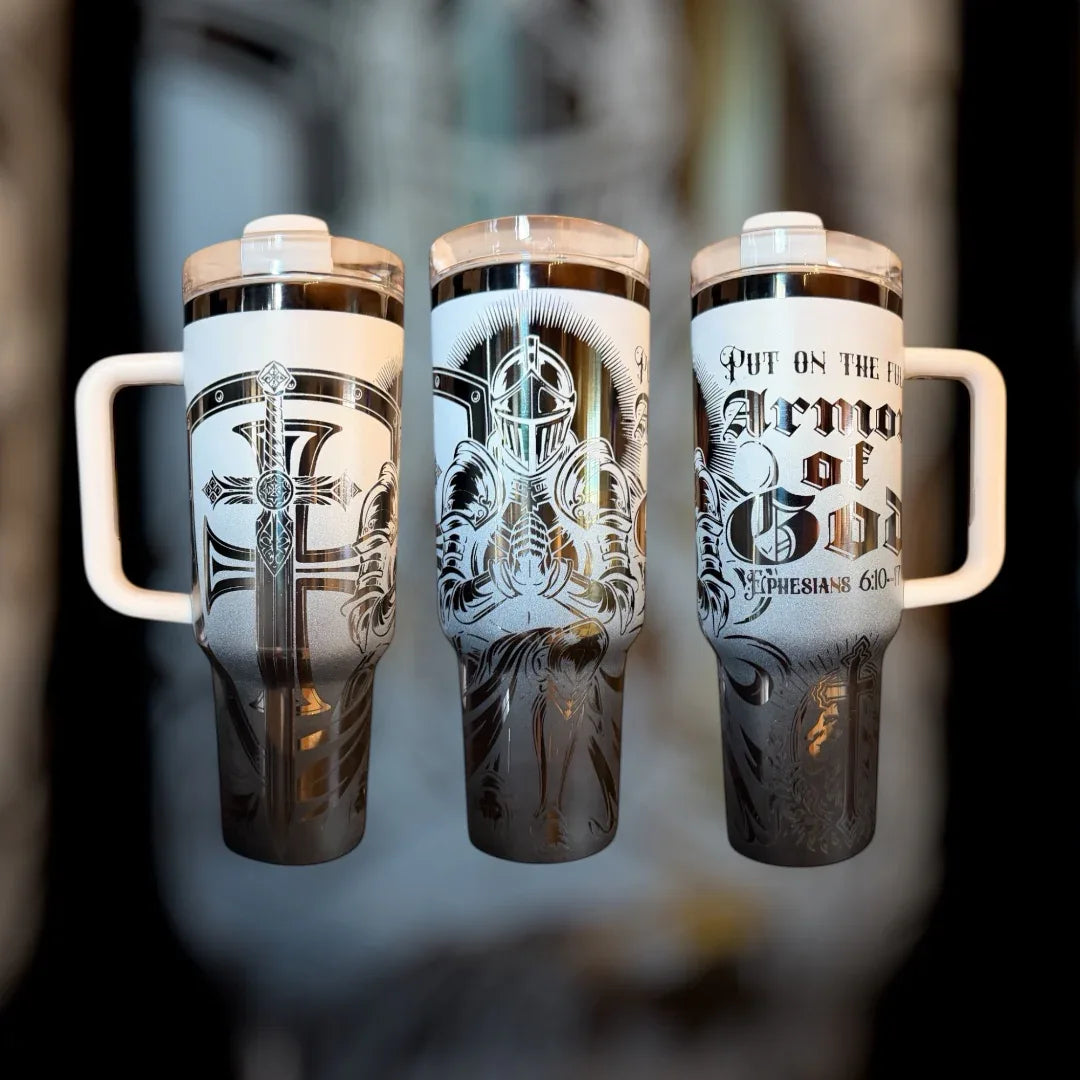 Armor of God Tumbler 40oz Stainless Steel Cup - Faith Forged Designs