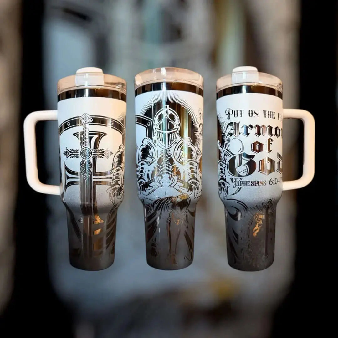 Armor of God Tumbler 40oz Stainless Steel Cup - Faith Forged Designs