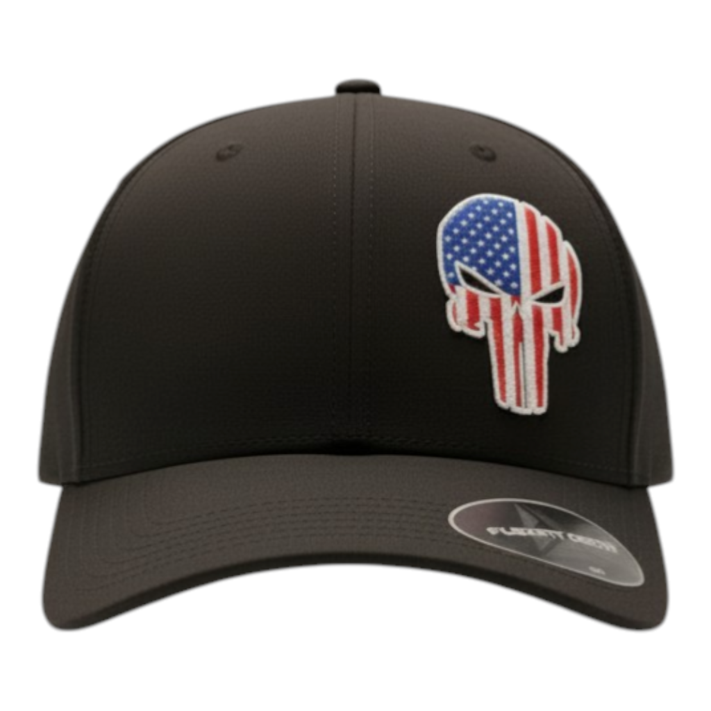 Punisher Skull Black Flexfit Delta Hat - Faith Forged Designs