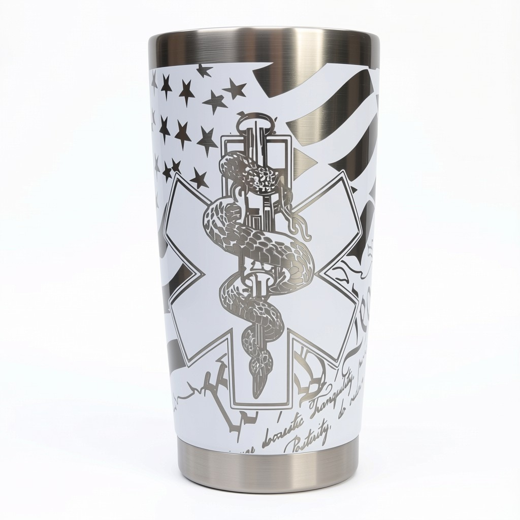 Patriotic EMS Star of Life Tumbler 20oz Faith Forged Designs
