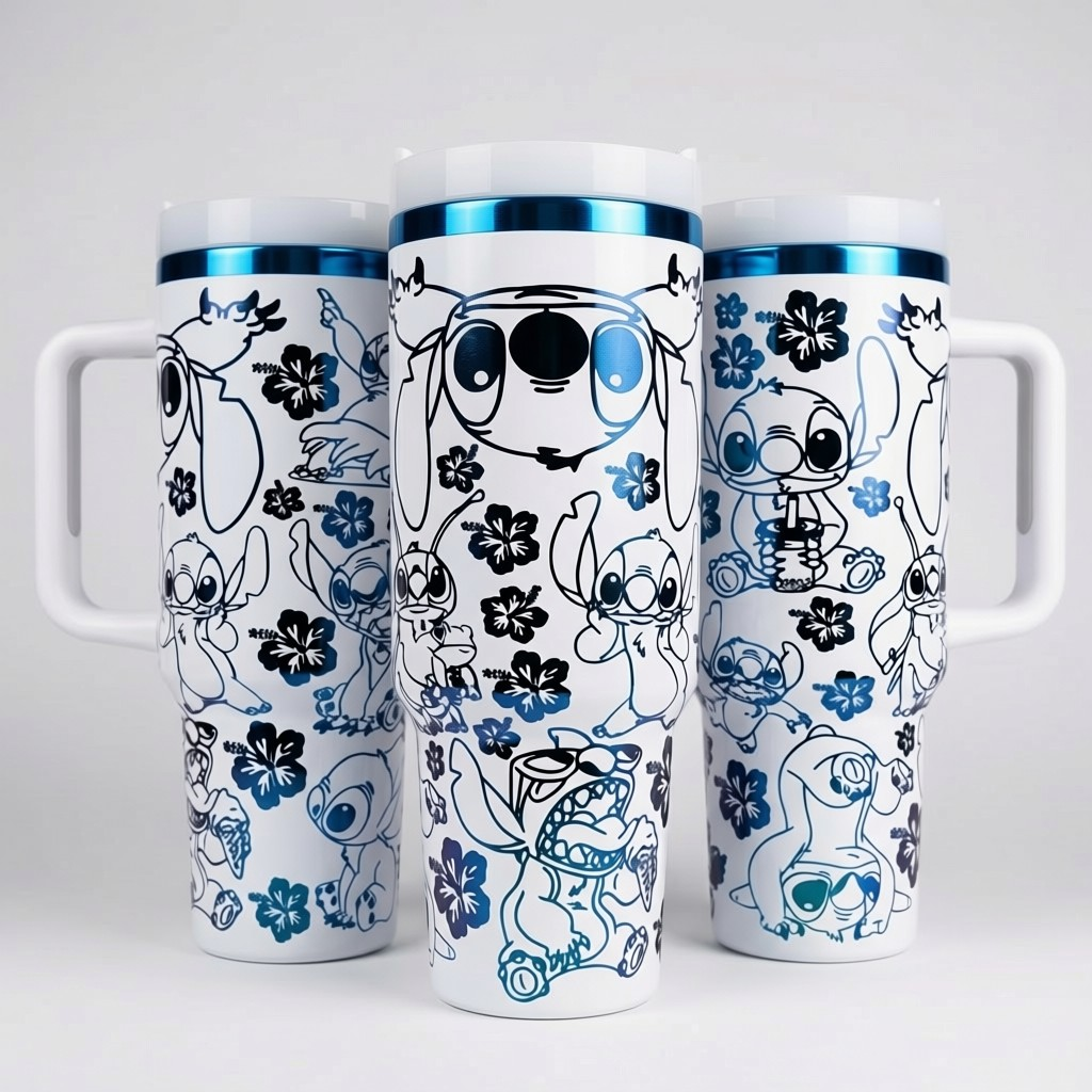 Blue Stitch Chaos 40oz Tumbler Faith Forged Designs