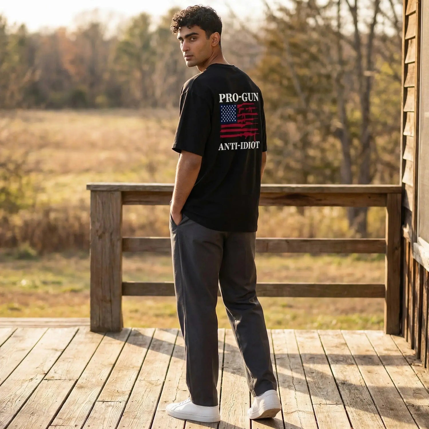 Pro Gun Anti Idiot Patriotic T-Shirt