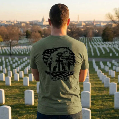 Patriotic Eagle Cross T-Shirt – Faith, Freedom &amp; Honor - Faith Forged Designs