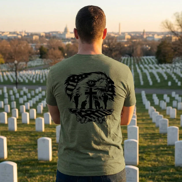 Patriotic Eagle Cross T-Shirt – Faith, Freedom & Honor - Faith Forged Designs
