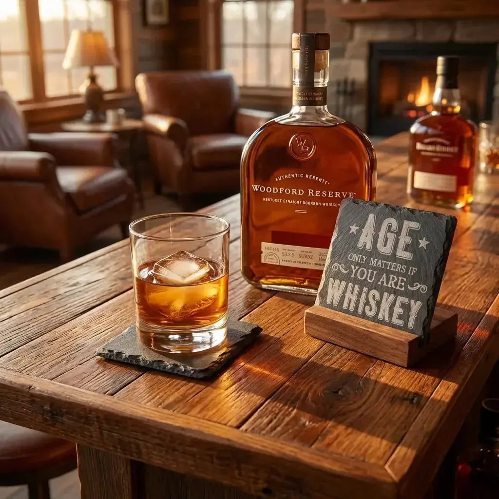 Age Only Matters If You Are Whiskey – Engraved Slate Coaster (Set of 4) - Faith Forged Designs