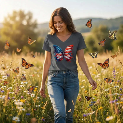 Patriotic American Flag Butterfly T-Shirt - Faith Forged Designs