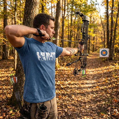 HUNT Bowhunter T-Shirt | Archery Deer Hunting Silhouette Tee - Faith Forged Designs