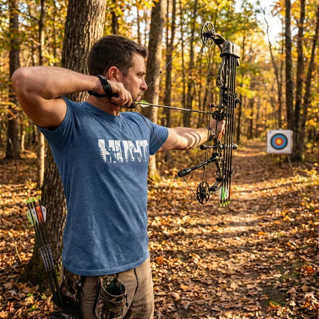 HUNT Bowhunter T-Shirt | Archery Deer Hunting Silhouette Tee - Faith Forged Designs