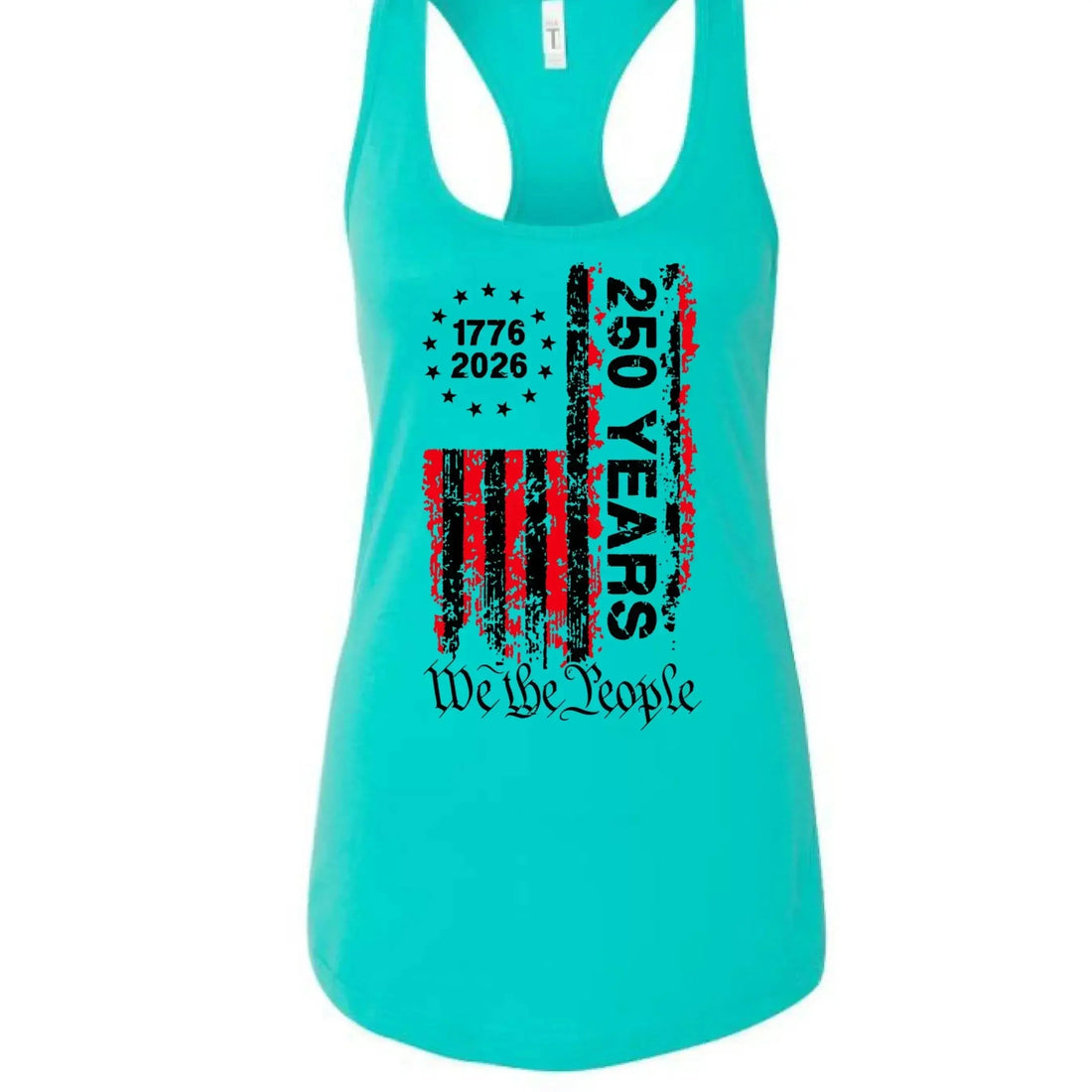 America 250 Years - 1776-2026 "We the People" Patriotic Racerback Tank Top - Faith Forged Designs