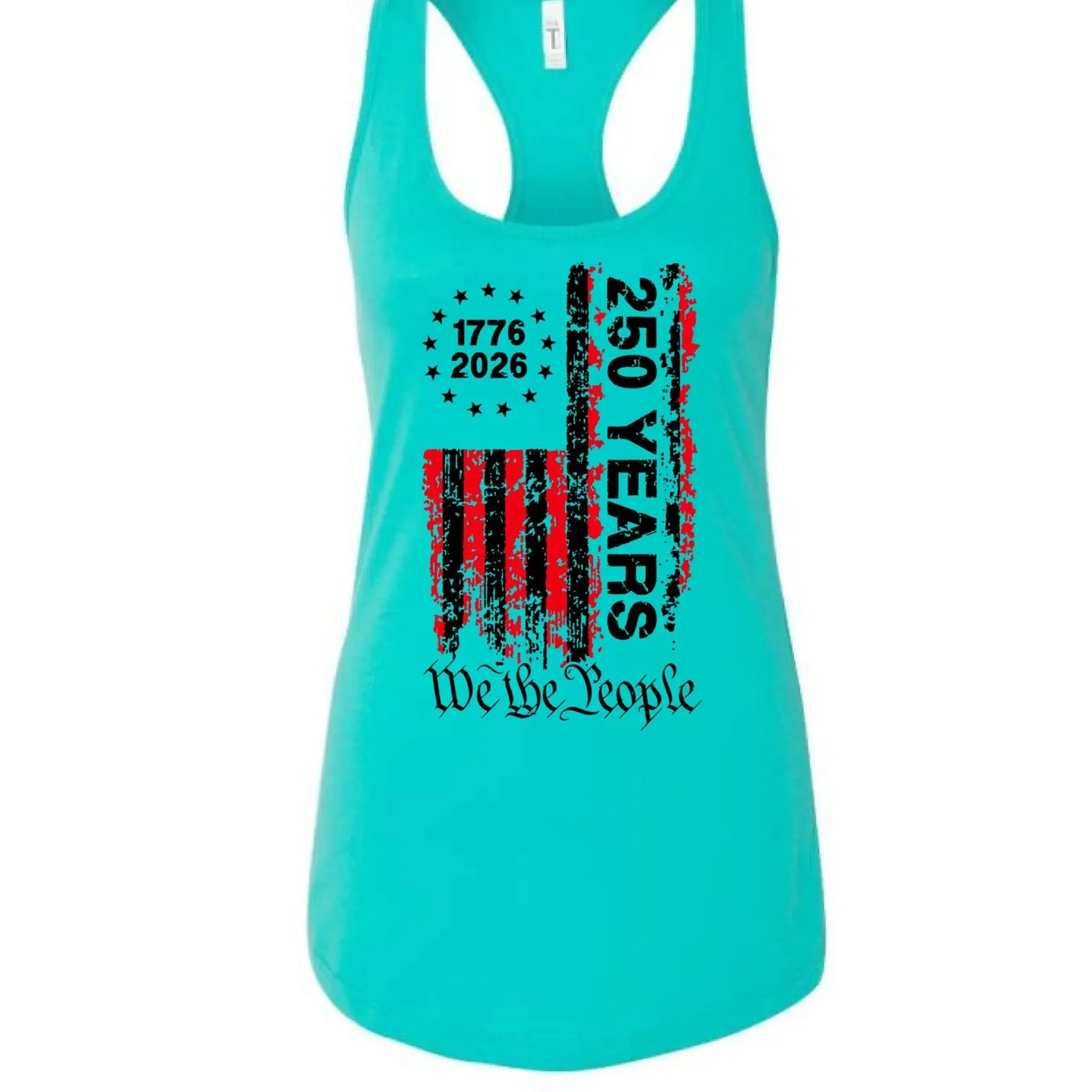 America 250 Years - 1776-2026 "We the People" Patriotic Racerback Tank Top - Faith Forged Designs