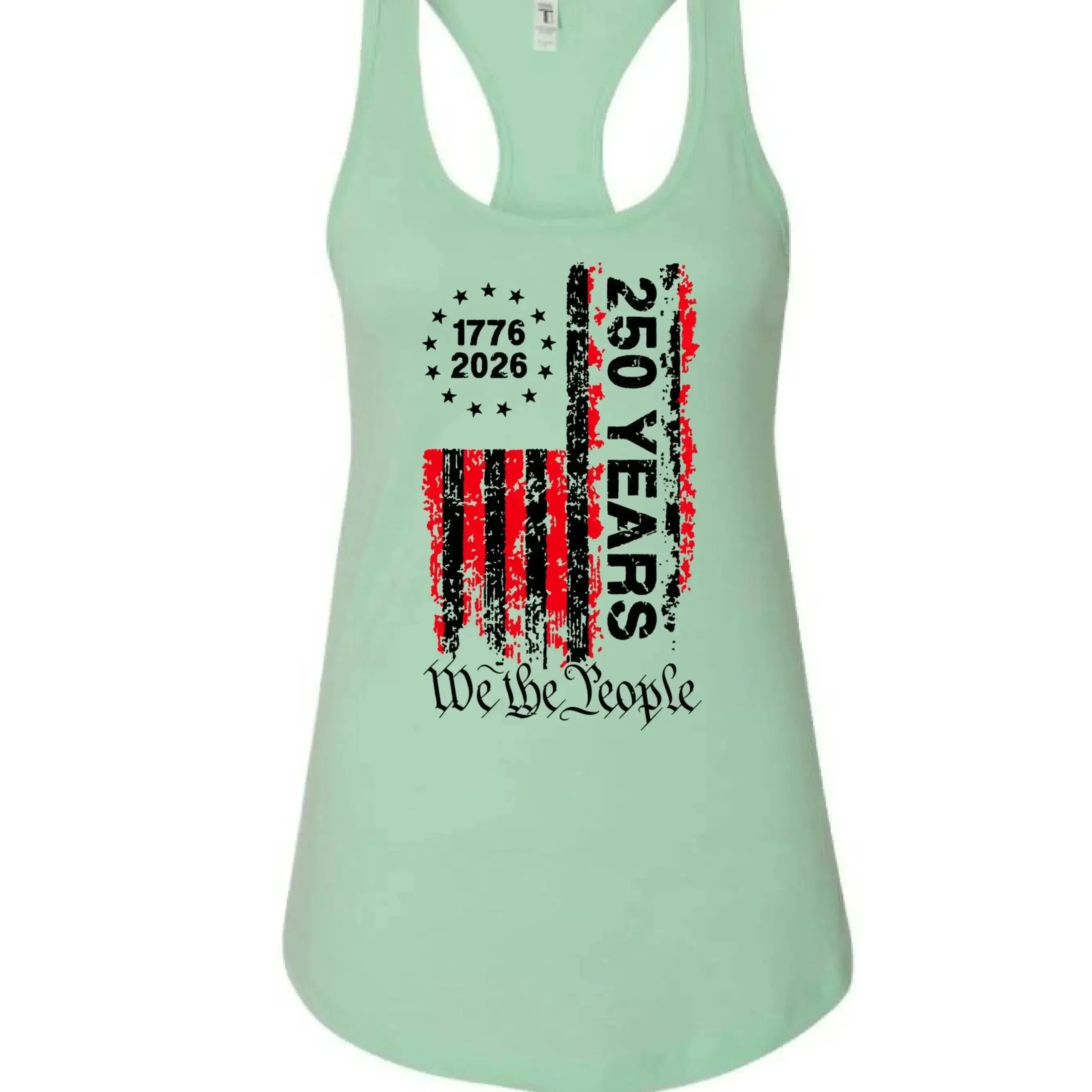 America 250 Years - 1776-2026 "We the People" Patriotic Racerback Tank Top - Faith Forged Designs