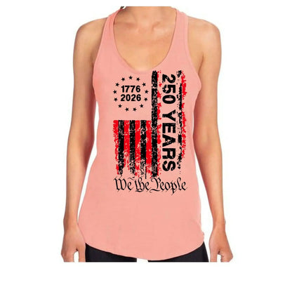 America 250 Years - 1776-2026 "We the People" Patriotic Racerback Tank Top - Faith Forged Designs