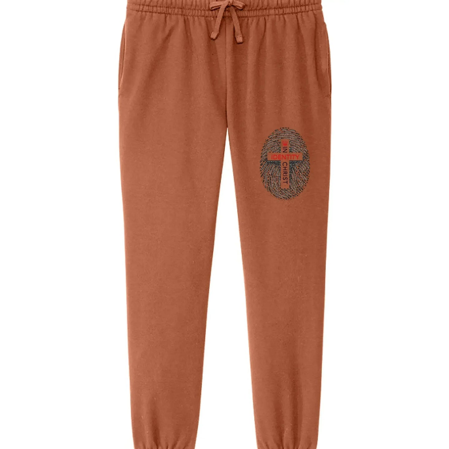 Women's Identity in Christ Fingerprint Cross Sweatpants | Christian Faith Joggers - Faith Forged Designs