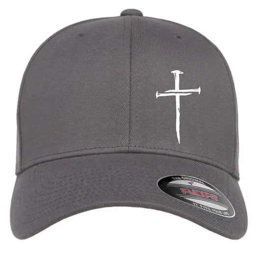 Nail Cross Flexfit Hat - Black 3 Nails Christian Cap - Faith Forged Designs