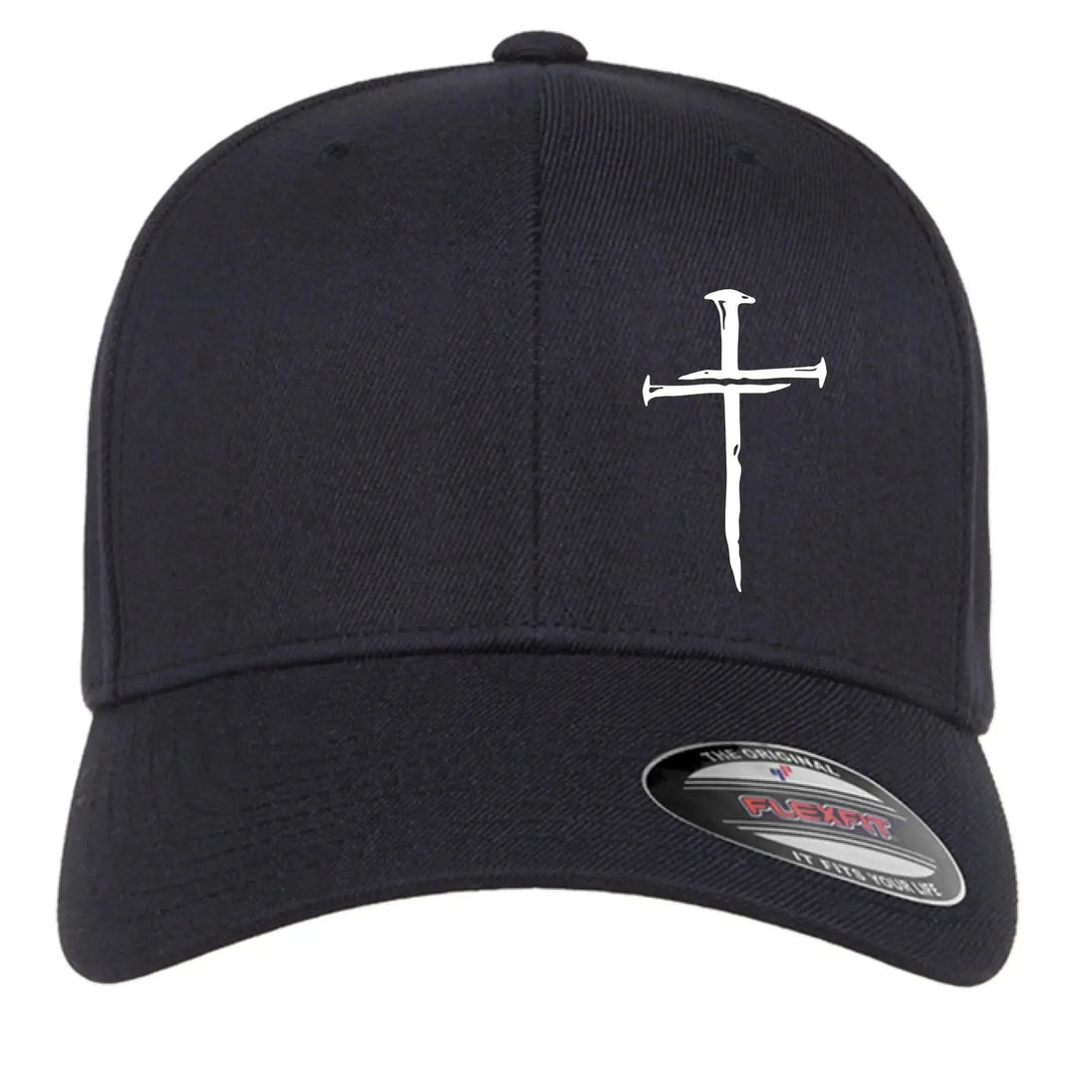 Nail Cross Flexfit Hat - Black 3 Nails Christian Cap - Faith Forged Designs