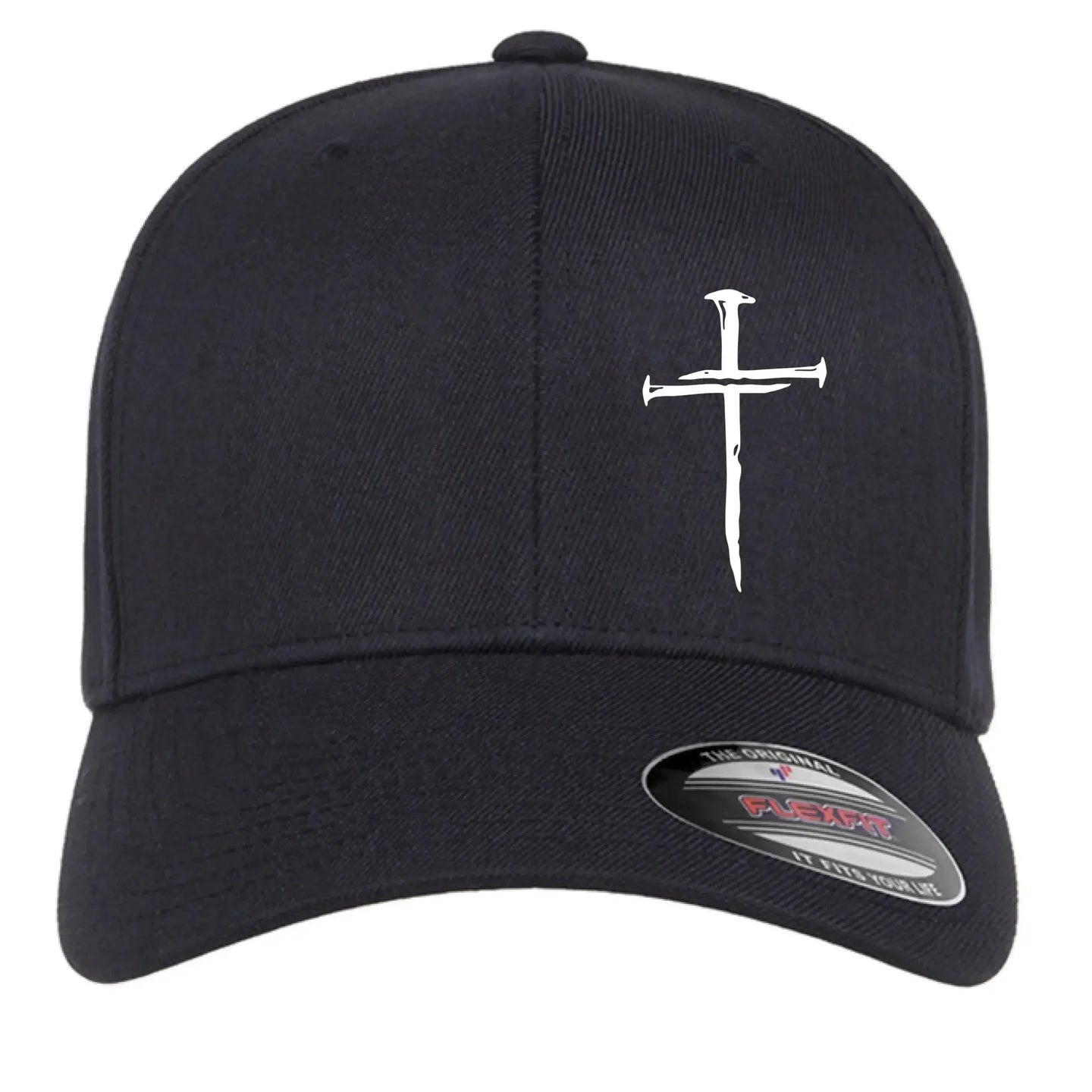 Nail Cross Flexfit Hat - Black 3 Nails Christian Cap - Faith Forged Designs