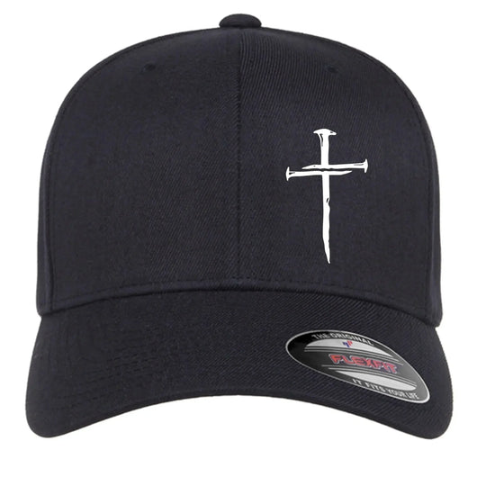 Nail Cross Flexfit Hat - Black 3 Nails Christian Cap - Faith Forged Designs