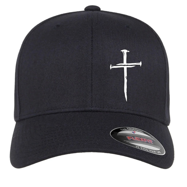 Nail Cross Flexfit Hat - Black 3 Nails Christian Cap - Faith Forged Designs