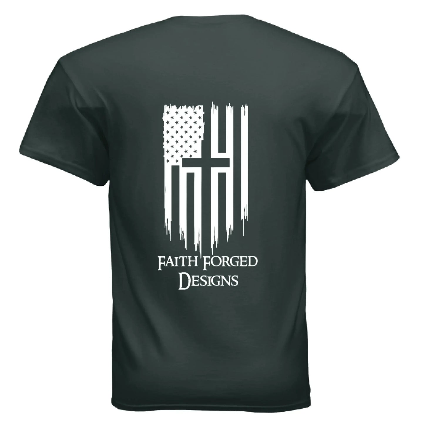 Faith Forged Designs - Patriotic Cross American Flag T-Shirt - Faith Forged Designs
