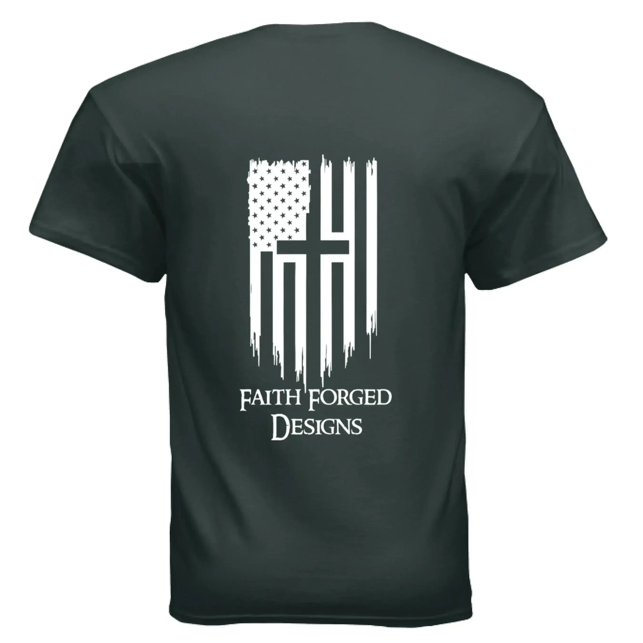 Faith Forged Designs - Patriotic Cross American Flag T-Shirt - Faith Forged Designs