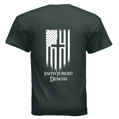 Faith Forged Designs - Patriotic Cross American Flag T-Shirt - Faith Forged Designs