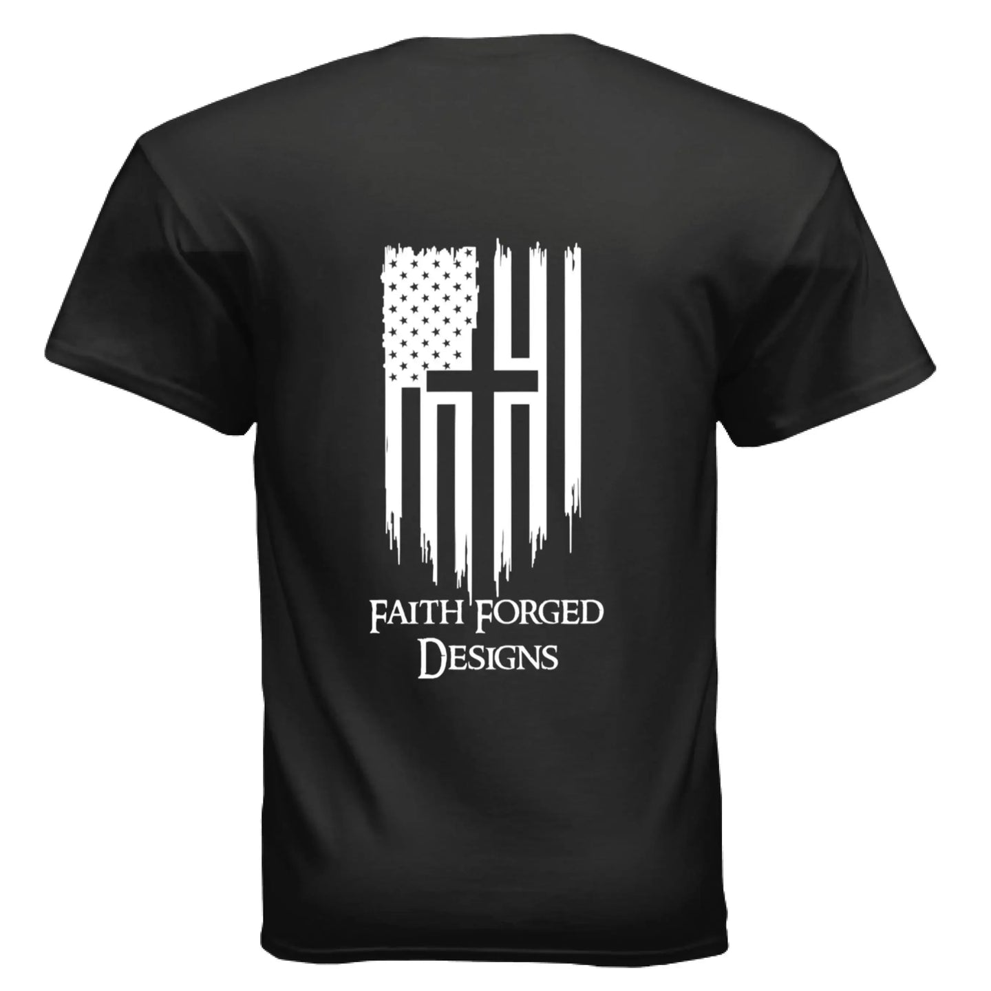 Faith Forged Designs - Patriotic Cross American Flag T-Shirt - Faith Forged Designs