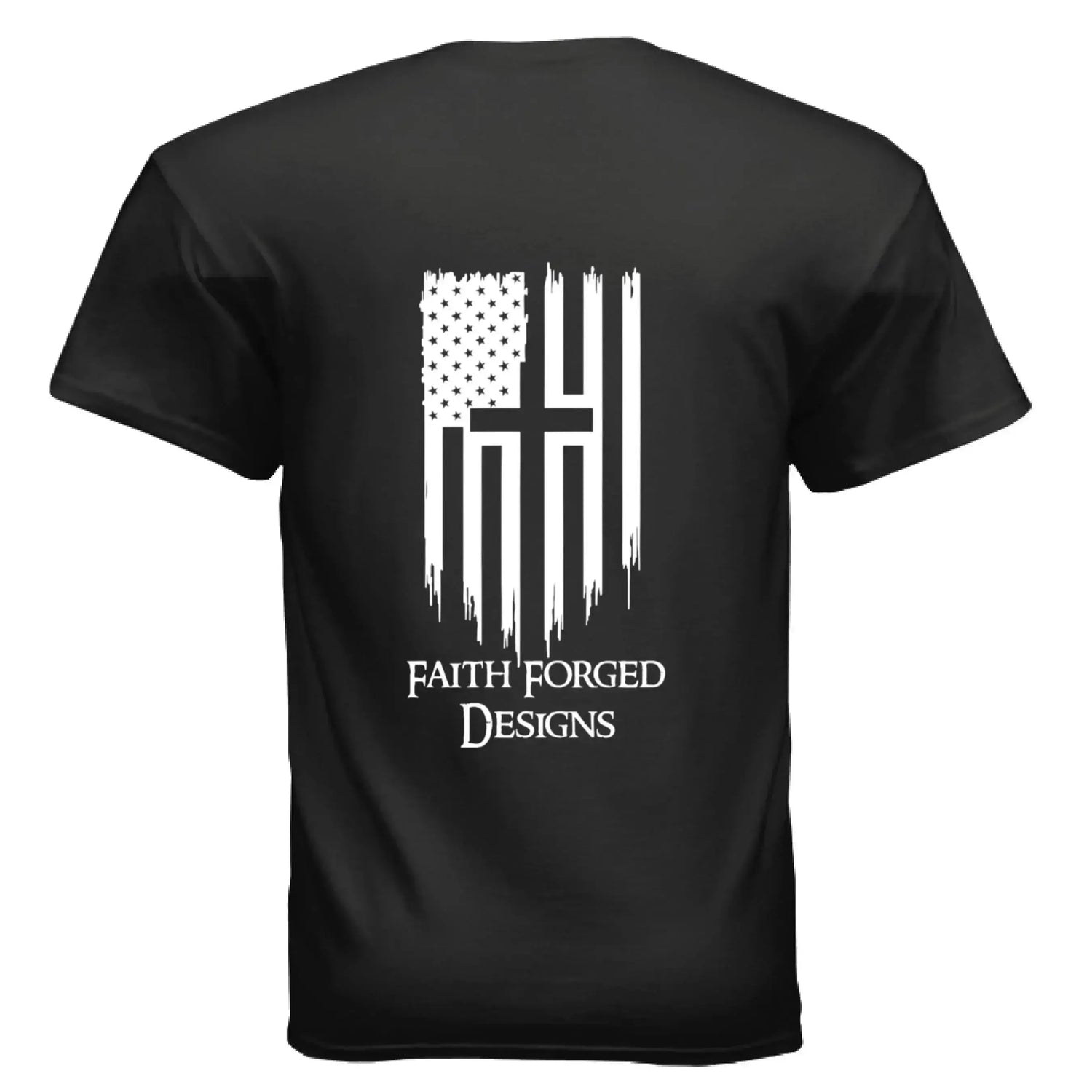 Faith Forged Designs - Patriotic Cross American Flag T-Shirt - Faith Forged Designs