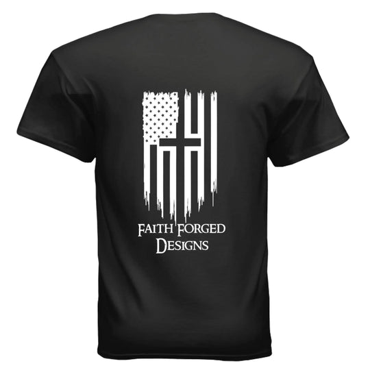 Faith Forged Designs - Patriotic Cross American Flag T-Shirt - Faith Forged Designs