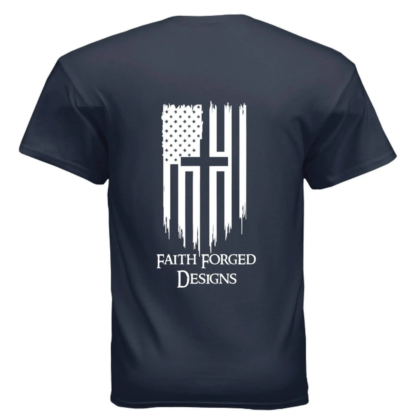 Faith Forged Designs - Patriotic Cross American Flag T-Shirt - Faith Forged Designs
