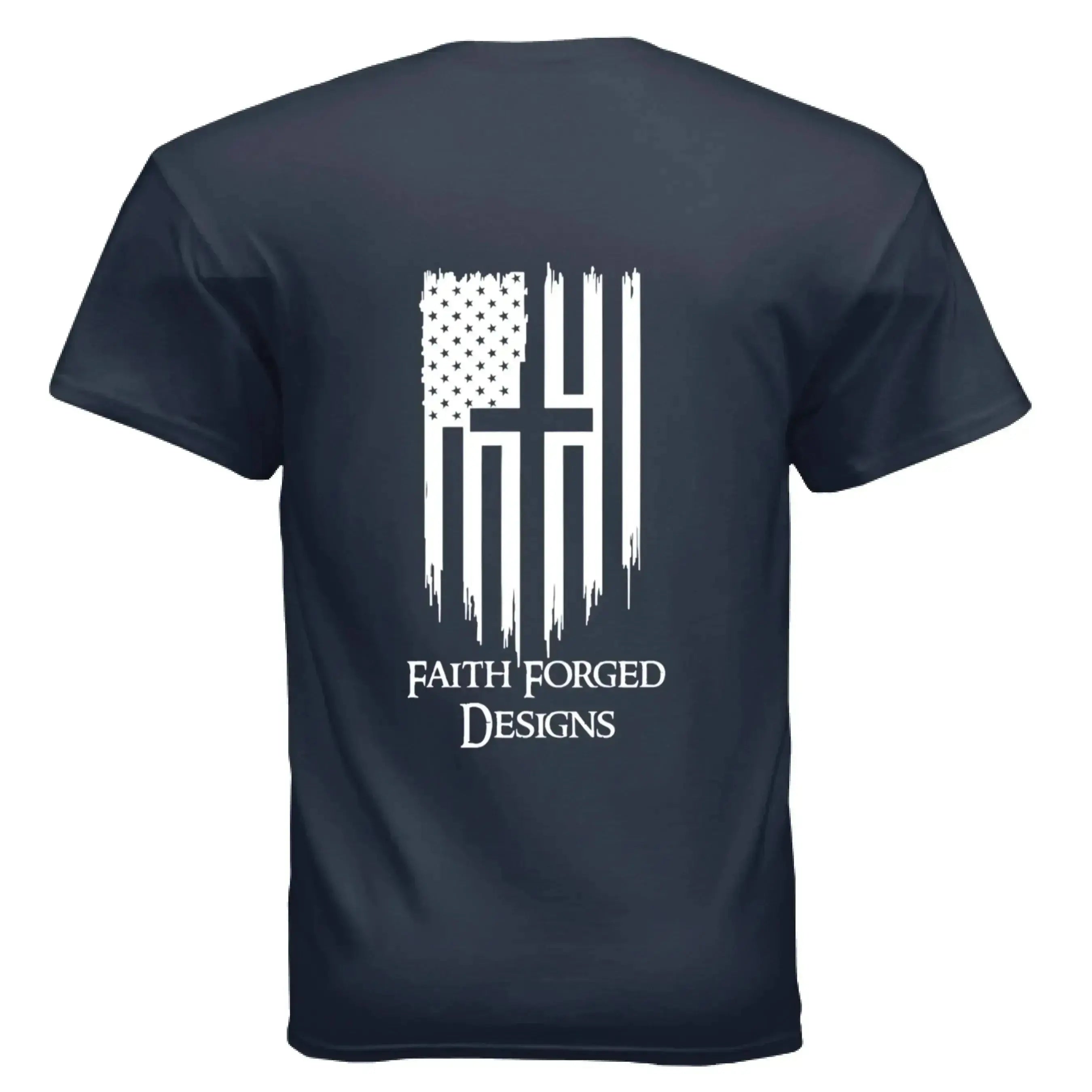 Faith Forged Designs - Patriotic Cross American Flag T-Shirt - Faith Forged Designs