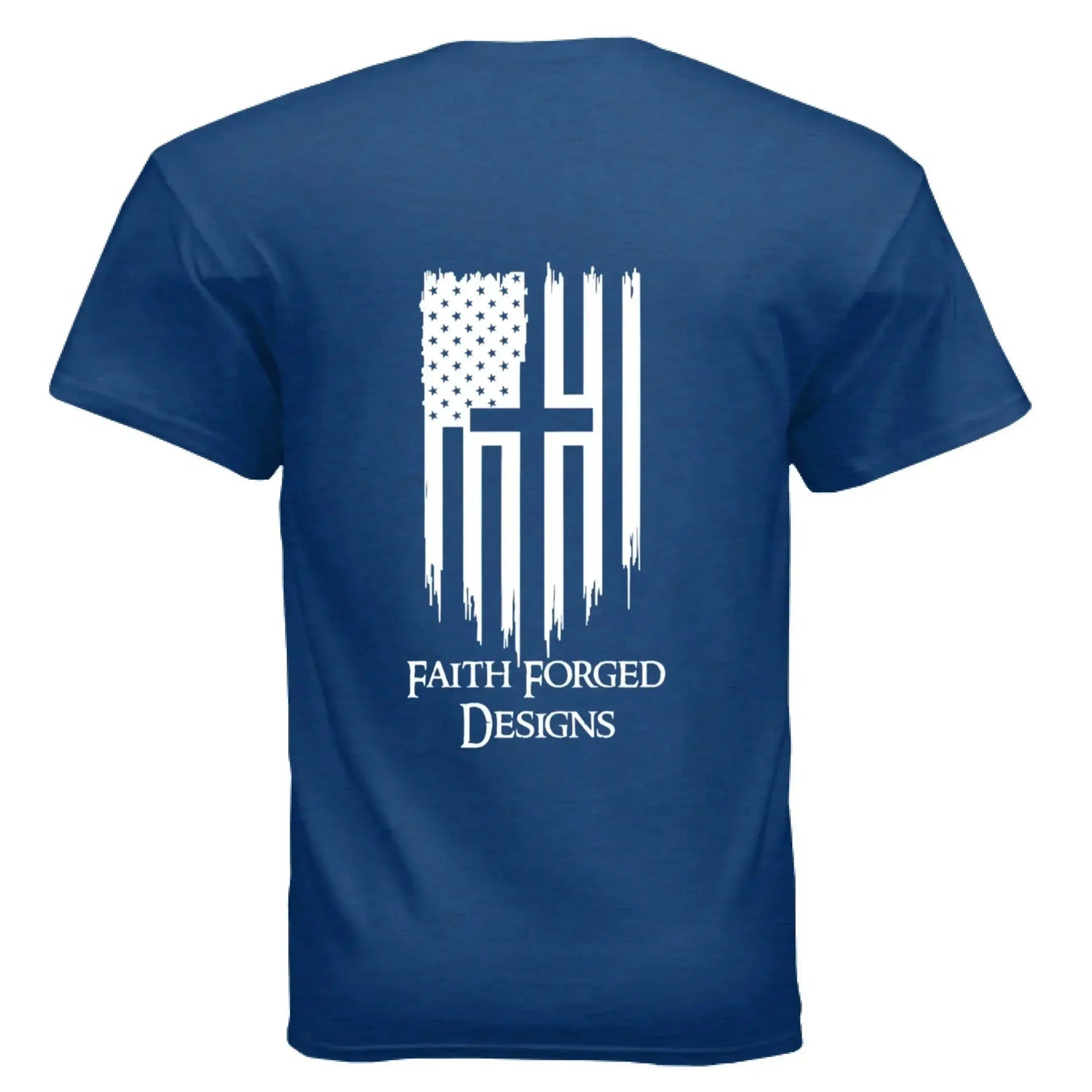 Faith Forged Designs - Patriotic Cross American Flag T-Shirt - Faith Forged Designs
