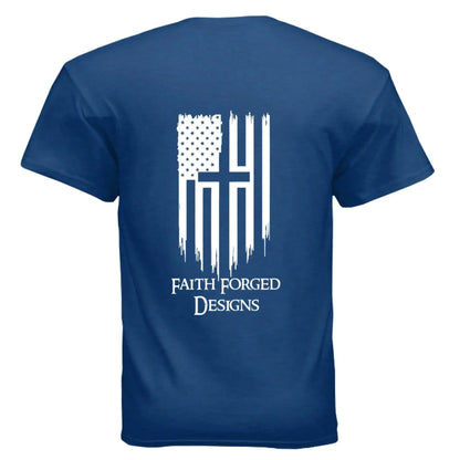 Faith Forged Designs - Patriotic Cross American Flag T-Shirt - Faith Forged Designs