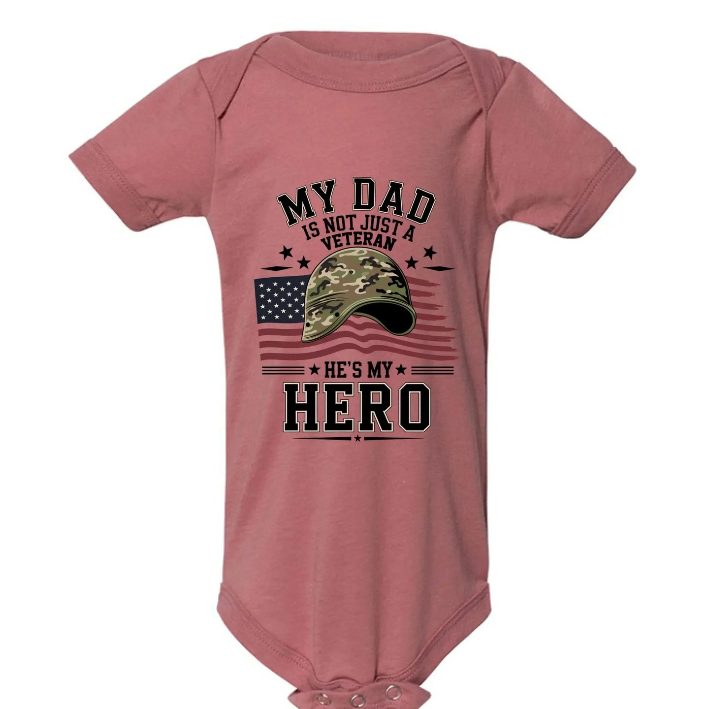 My Dad Is Not Just a Veteran - He’s My Hero Patriotic Baby Onesie - Faith Forged Designs