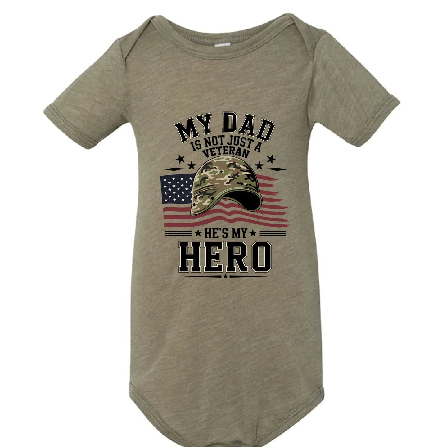 My Dad Is Not Just a Veteran - He’s My Hero Patriotic Baby Onesie - Faith Forged Designs