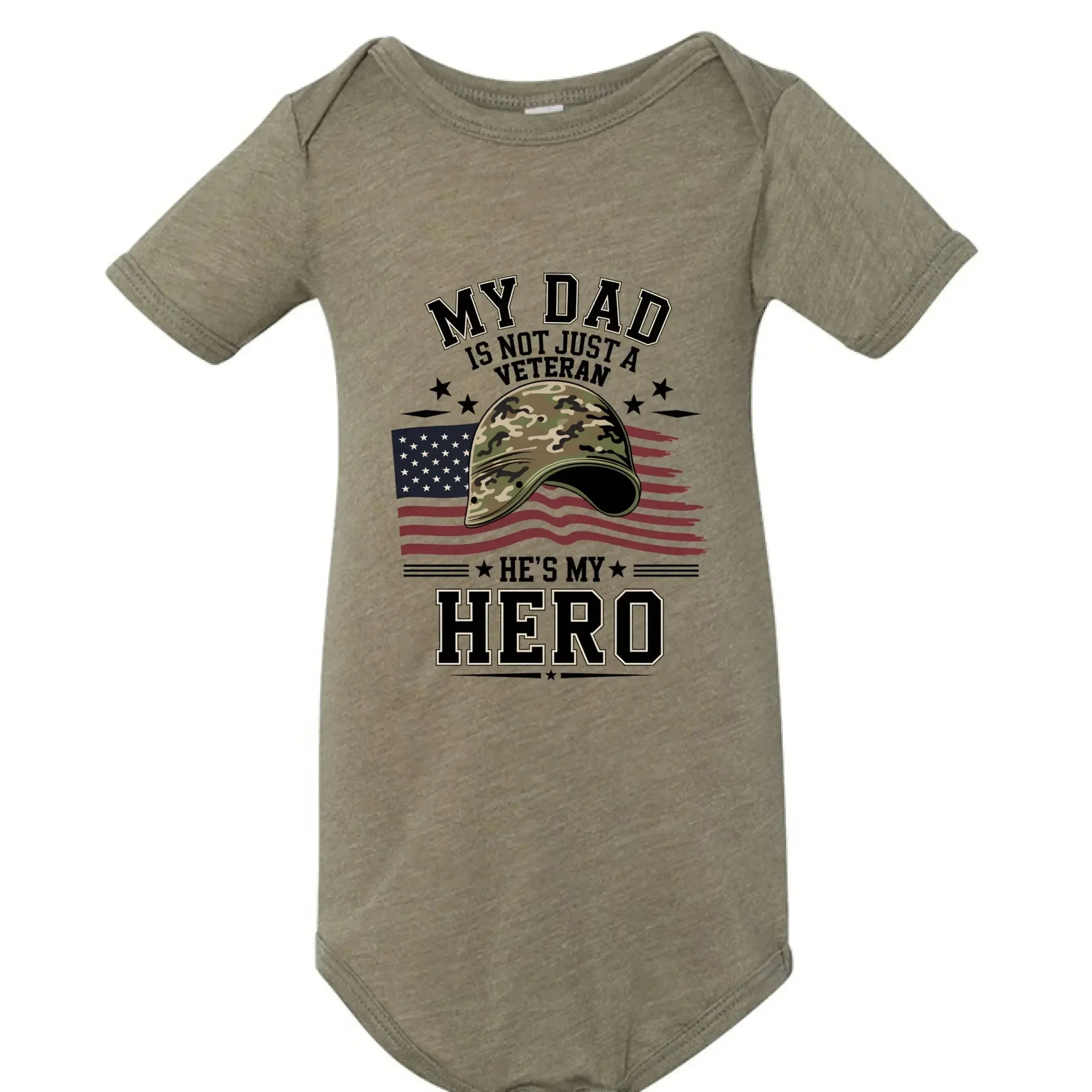 My Dad Is Not Just a Veteran - He’s My Hero Patriotic Baby Onesie - Faith Forged Designs